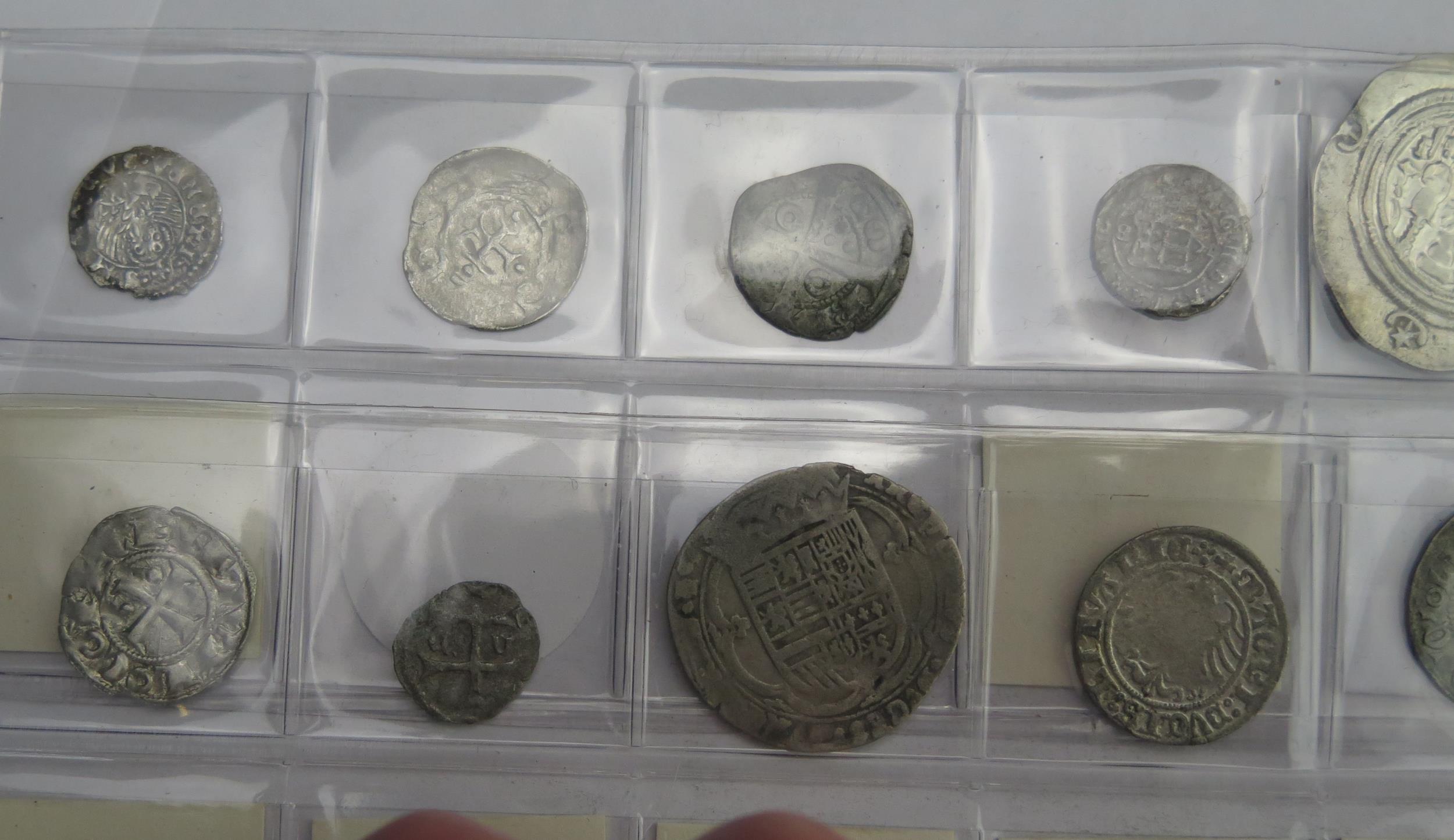 3 x strips of mainly European silver hammered coins with silver Cob 1/2 Real - Image 6 of 7