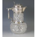 An Edward VII clear glass and silver mounted claret jug, maker Goldsmiths & Silversmiths Co Ltd,