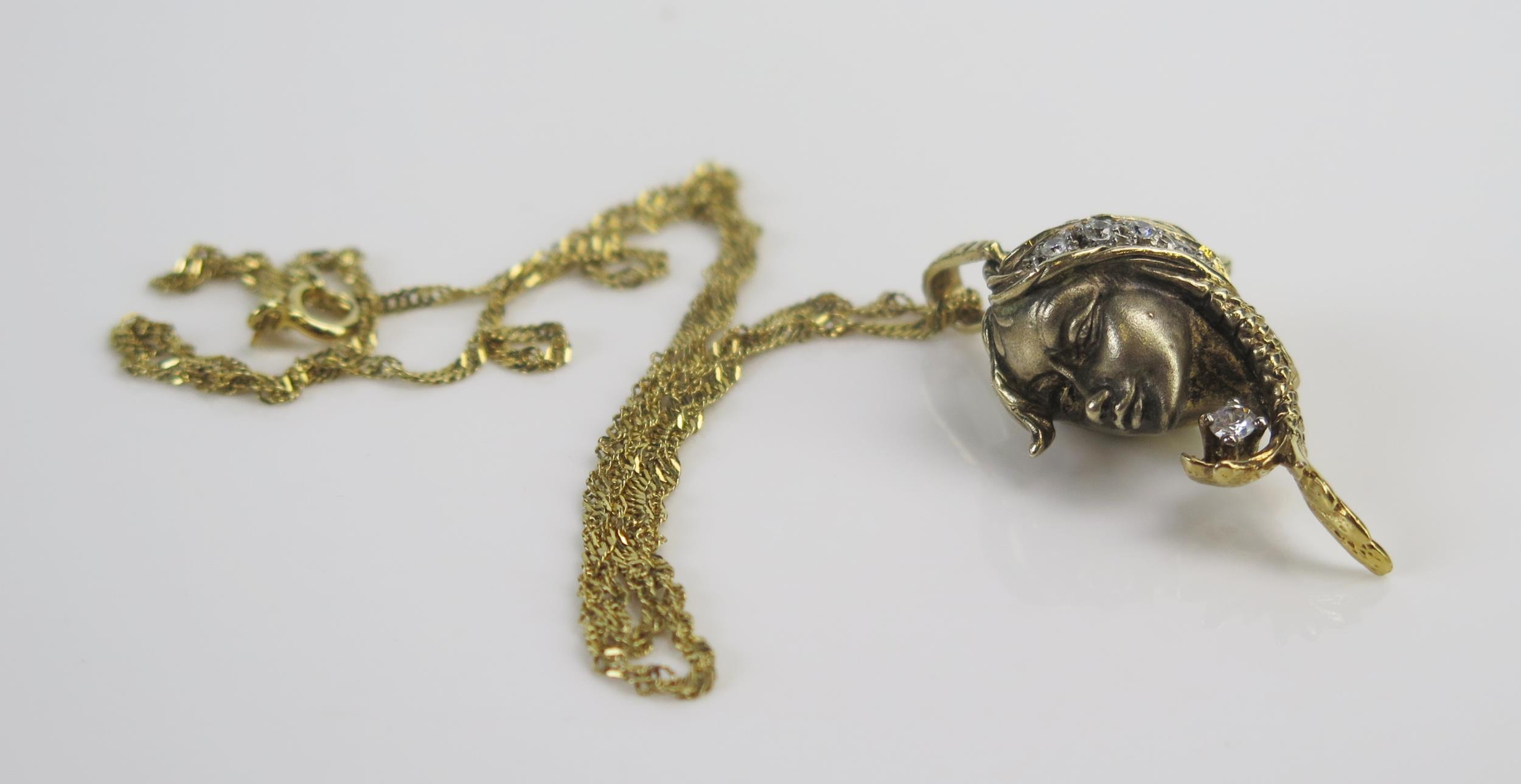 A Pisces Silver Gilt and Paste Pendant on chain, 40.2mm drop, 7.45g