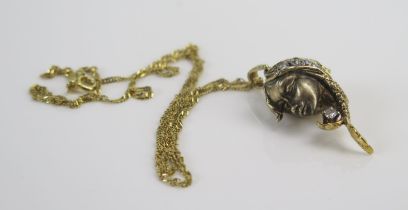 A Pisces Silver Gilt and Paste Pendant on chain, 40.2mm drop, 7.45g