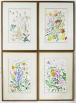 Patricia Drew, Four floral watercolours depicting the seasons signed and dated 1988 and 1990,