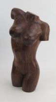 A Carved Hardwood Sculpture of a Female Nude, unsigned, 38cm