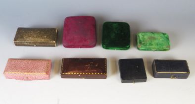 A Selection of Eight Jewellery and Watch Boxes, seven named including Wilson & Gill and Leonard Hall