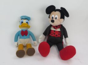 Hasbro Walt Disney Donald Duck Doll 18" tall (copyright 1975) and Mickey Mouse Plush Toy made by