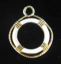 A 9ct Gold and Enamel Life Ring Charm, 15.3mm diam., hallmarked, 1.22g