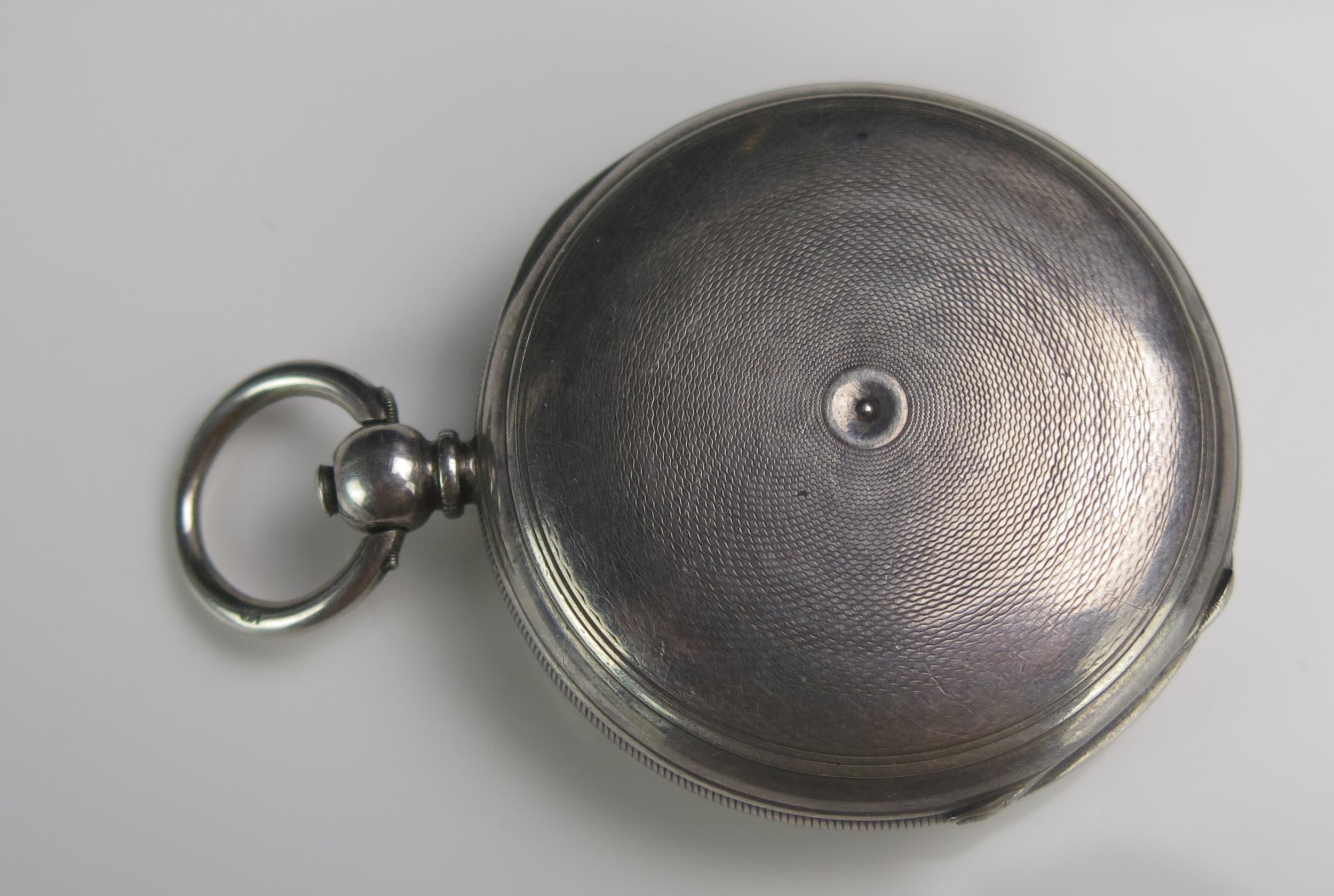 A Victorian Silver Cased Full Hunter Pocket Watch, 48.7mm case with enamel dial and Roman numerals - Image 4 of 4