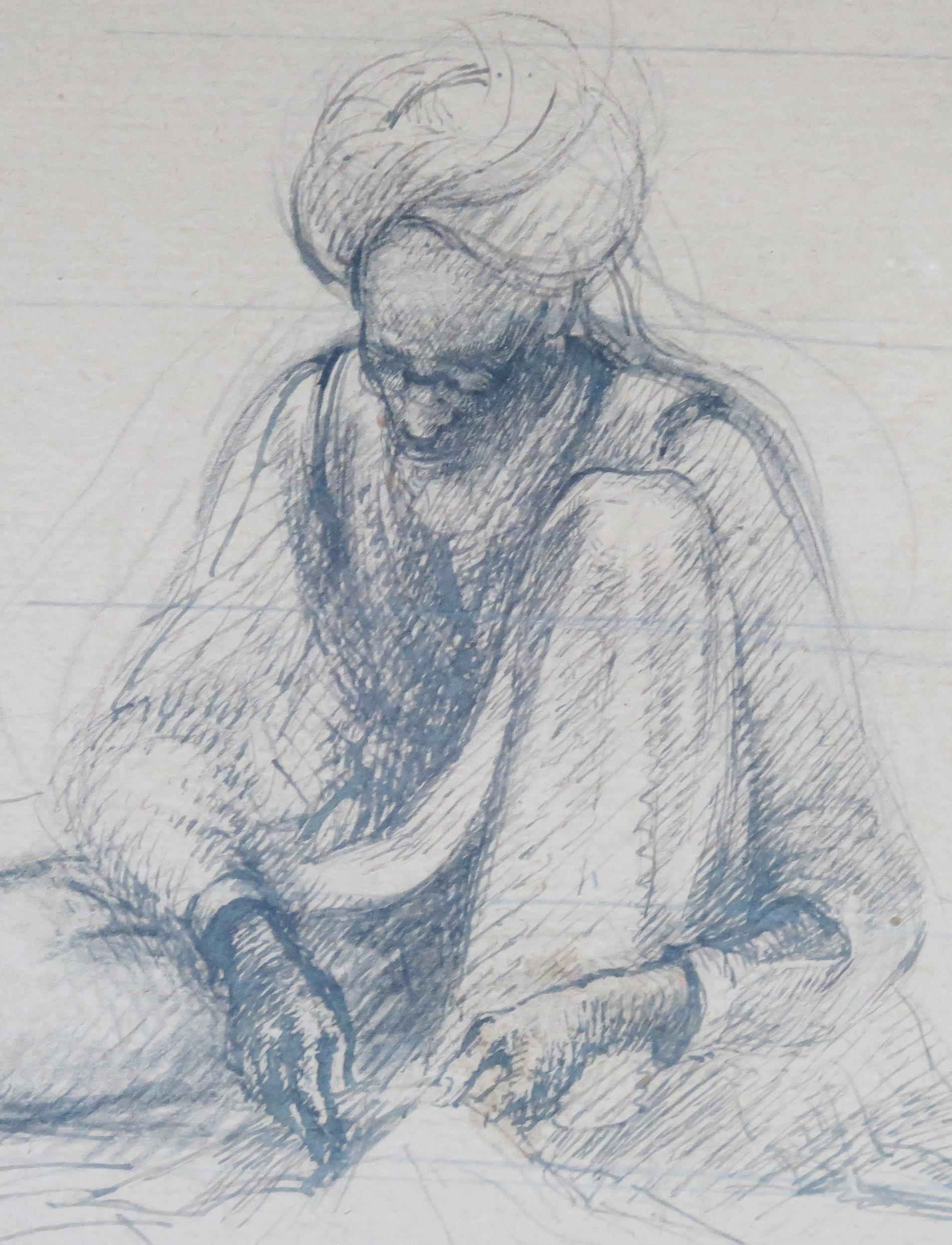 The Tailor, study of an India, signed Durzi? 35, pen & ink, 27x22cm and one other of a Moroccan - Image 4 of 5