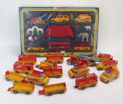 Corgi 48 Pinder Jean Richard Circus Set with Land Rover, Berliet, Chevy Van etc. - appears