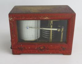 An early 20th century French barograph, with five tier vacuum and single recording arm, contained in