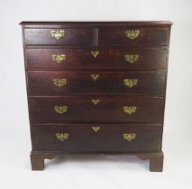 A Georgian Oak Chest of Four Long and Two Short Drawers, 111(w)x55(d)x124(h)cm