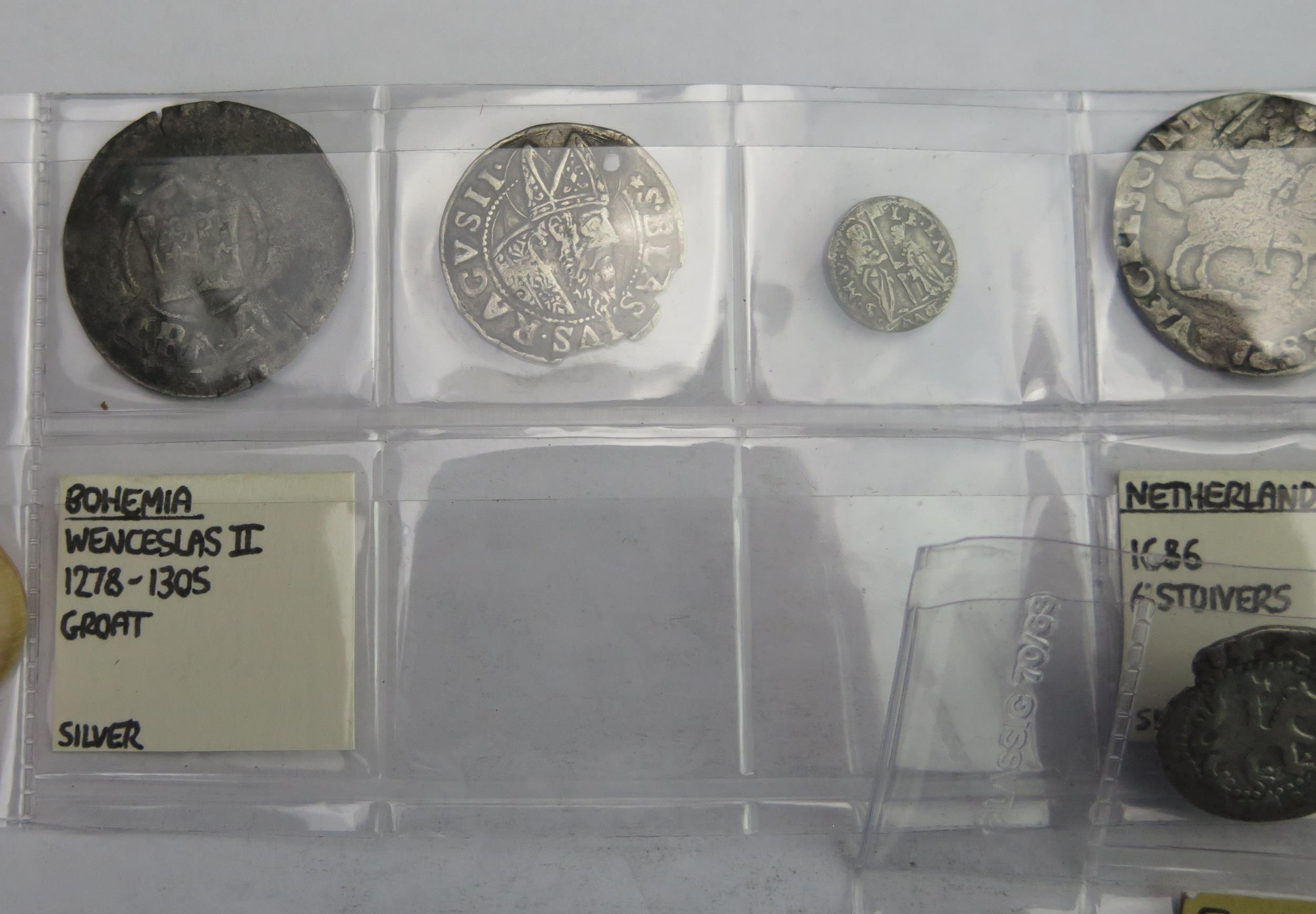 3 x strips of mainly European silver hammered coins with silver Cob 1/2 Real - Image 5 of 7