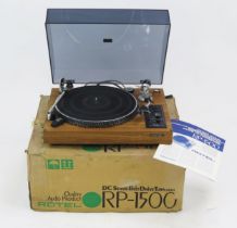 Rotel RP-1500 DC Servo Belt Drive Turntable on teak base with original box and manual