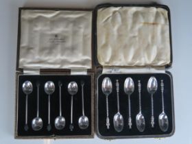 A set of six George V silver apostle spoons, maker Josiah Williams & Co, London, 1911, together with