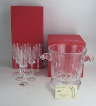 A Taille Main Leaded Crystal Champagne Bucket and a set of six champagne flutes