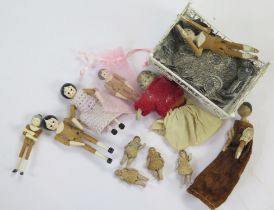 Collection of Dolls and Cots including Miniature Carl Horne Hertwig German Bisque Jointed Dolls,