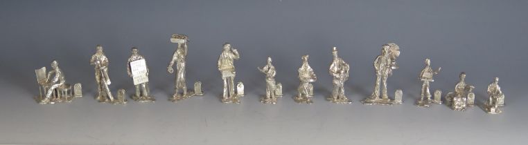 A set of twelve Elizabeth novelty place name holders, maker Thomas Charles Jarvis, London, in the