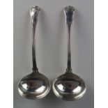 A pair of George III Fiddle Thread and Shell pattern sauce ladles, maker Richard Turner, London,