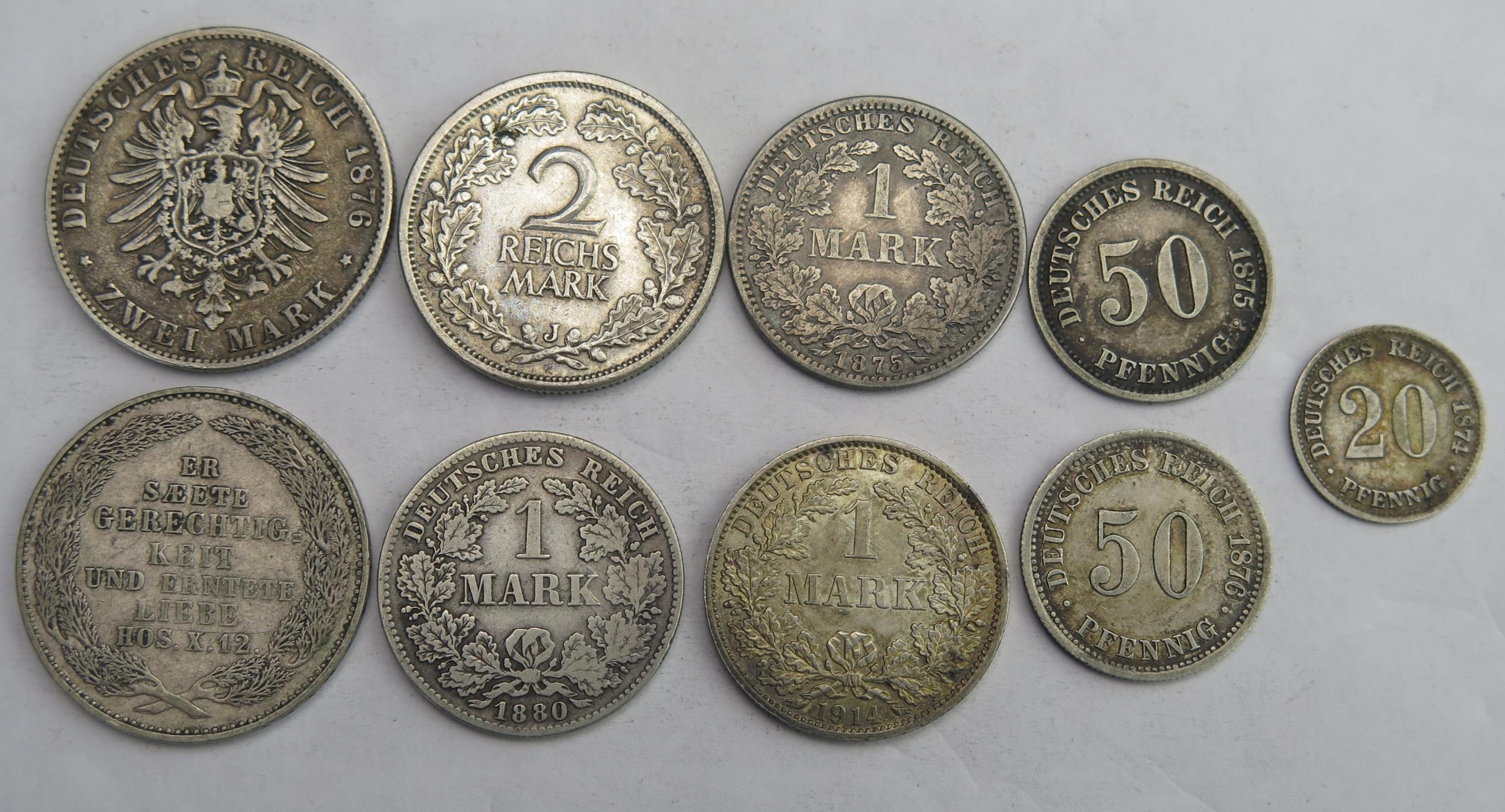 German silver group including 1914 1 Mark (high grade etc.) - Image 2 of 2