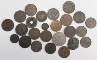 Group of World coins including Danzig 1935 token, Scandinavian coins, Cyprus 1884 1/4 Piastre