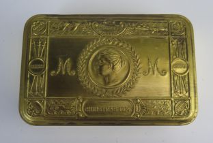 A World War One Princess Mary brass Christmas 1914 box.