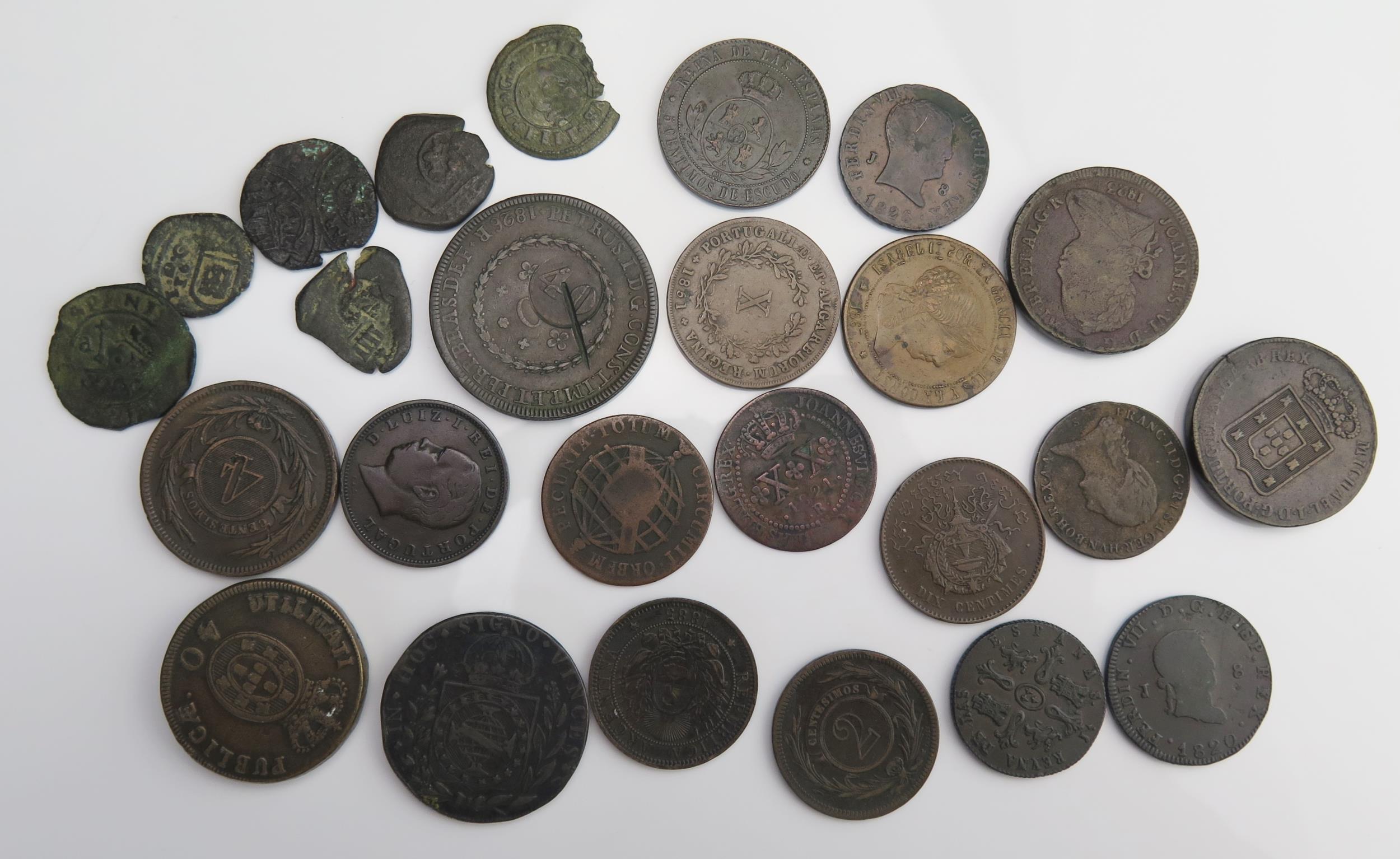 South America, Spanish and Portuguese copper coins including cobs - Image 2 of 2