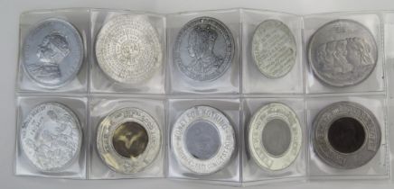 10 x aluminium advertising tokens including W. S. Lincoln stamp album publisher, J. A. Hovel (