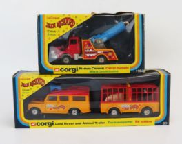 Corgi 30 Pinder Jean Richard Circus Pair including 30 Land Rover and Animal Trailer and 1163 Berliet