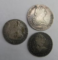 Spain - 8 Reales pieces 1797 / 1778 and 1789 (holed)