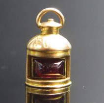 An Antique 15ct Gold Ship's Port Lamp Charm, stamped 15CT, 1.34g