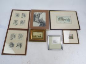 A Selection of Paintings and Prints including Victor Venner (27.5x17mm) and C.E. Brock, etc.