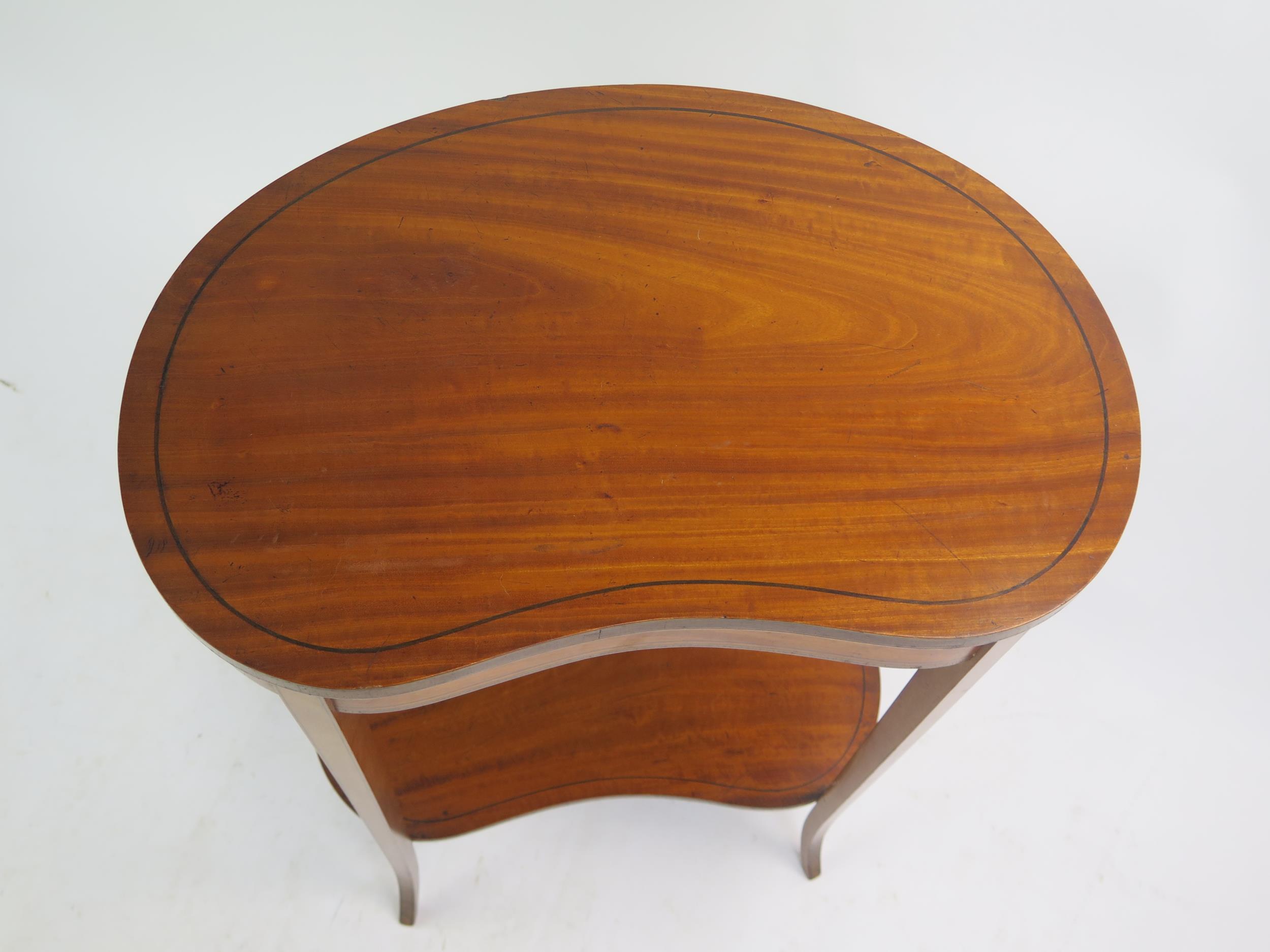 An Edwardian Mahogany, Crossbanded and Strung Kidney Shaped Occasional Table and a chest raised on - Image 2 of 4