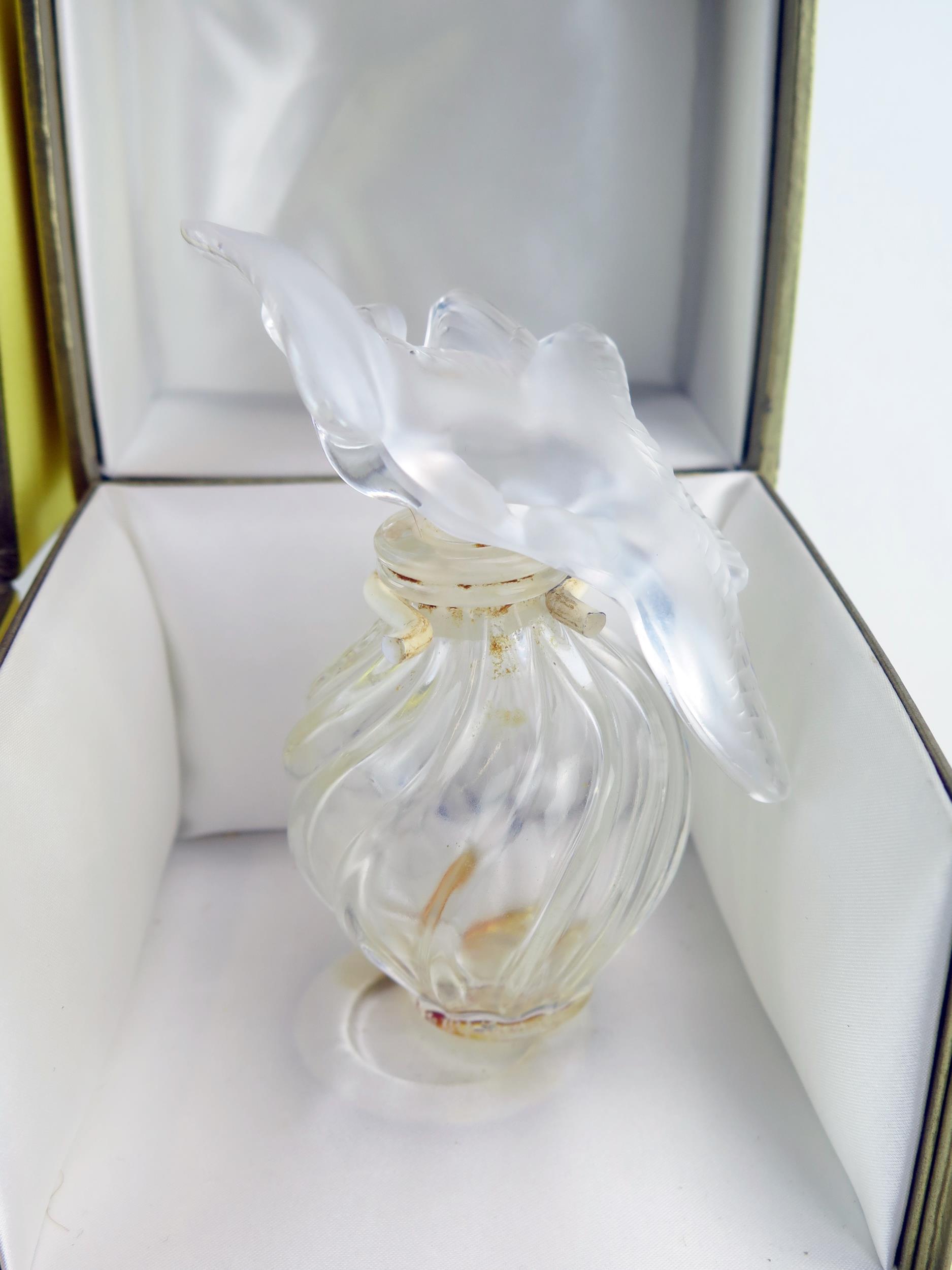 A Lalique for Nina Ricci 'Air du Temps, one 10.5cm (boxed) and one 11.5cm and stamped MADE IN FRANCE - Image 2 of 3