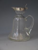 An Edward VII clear glass and silver mounted whiskey noggin, maker Hukin & Heath, Birmingham,