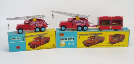 Corgi Chipperfields Circus Pair including No. 12 Gift Set International 6x6 Crane and Cage Trailer