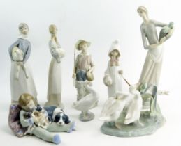 Eight Lladro Ornaments, tallest 31.5cm