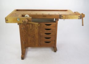 A Sjobergs Workbench with vice, 136(w)x66(d)x80(h)cm