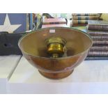 A Large Copper Bowl (38.5cm diam.) and a paraffin lamp burner