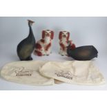 Two Feathers Gallery Helmeted Guinea Fowl (ltd. ed. 1144/2000 and 1393/2000) and a pair of 19th