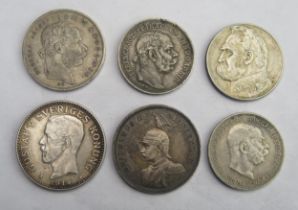 1914 German East Africa Rupee, 1914 Swedish 2 Krona, 1879 Hungary 1 Forint etc.