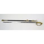A Spanish reproduction American Civil War style naval officers sword with 78cm etched and fullered