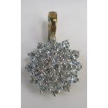 A 9ct Gold and CZ Cluster Pendant, 16.7mm diam., 2.26g
