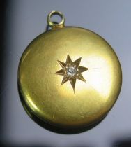 An Antique 15ct Gold and Old Cut Diamond Locket, 19.8mm diam., Chester 1905?, S. Blanckensee & Son