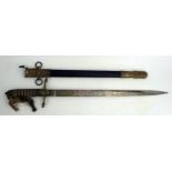 A George V naval officer's dirk, with 45cm etched balae with Royal Cypher, by Gieve, Matthews &