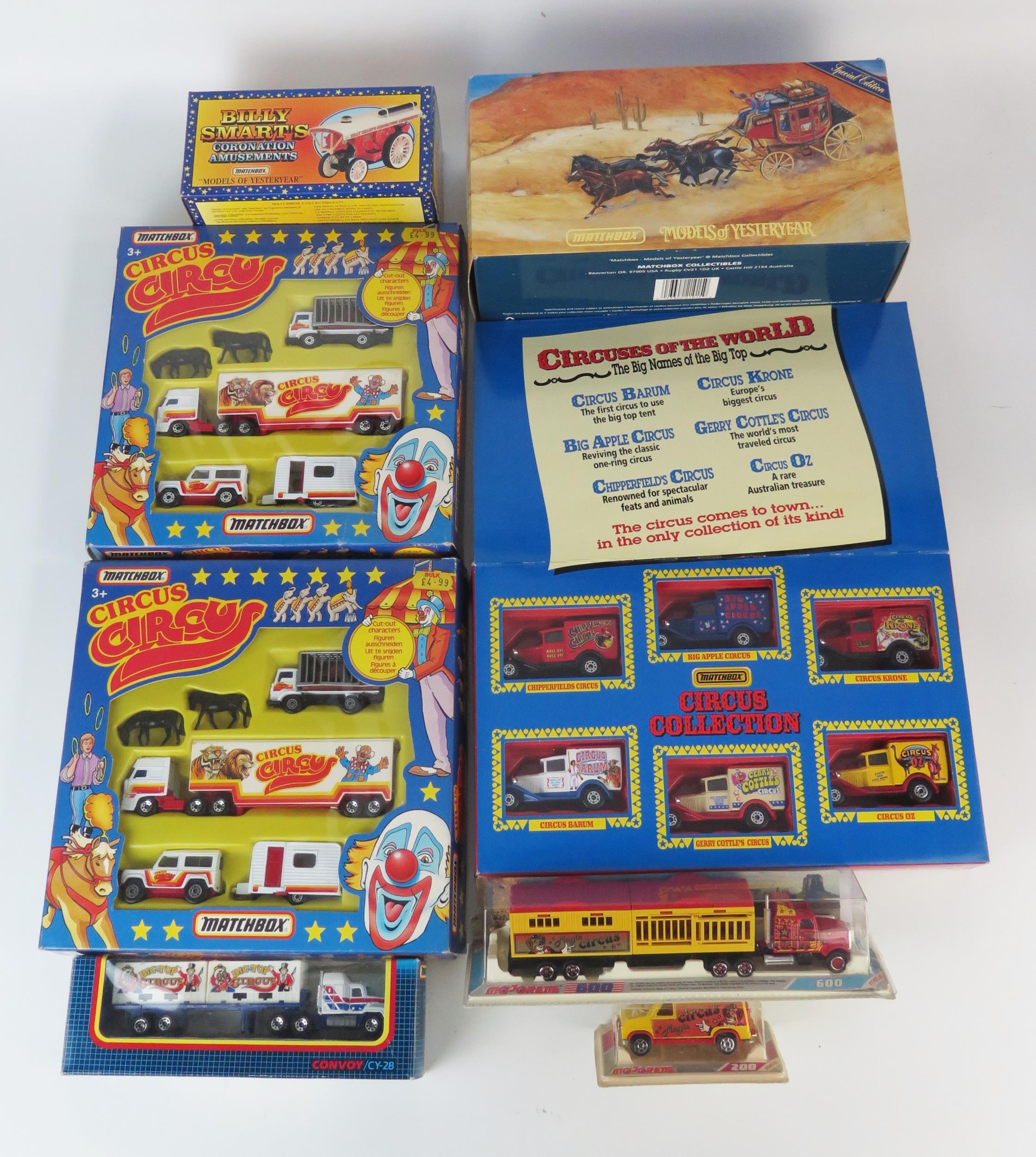 Matchbox Circus Related Vehicles including x2 MC-803 sets, The Circus Comes To Town set, CY-28