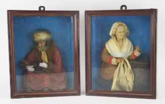 BERNARD CASPAR HARDY (1726-1819) A pair of late 18th or early 19th century wax studies of a seated