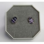 A Pair of 9ct Gold and Blue John Feldspar Stud Earrings, 8.7x6.7mm heads, .72g