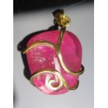 A 14ct Gold and Pink Tourmaline, 34.6mm drop, stamped 585, 13.66g