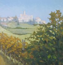 Alan Cotton (b.1936), 'Piemonte _ Catiglione Fallento' 1999, oil on canvas, labelled verso, 59.5cm