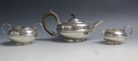 An Edward VII silver three-piece tea service, maker W.N possibly William Norton, Chester, 1905, of