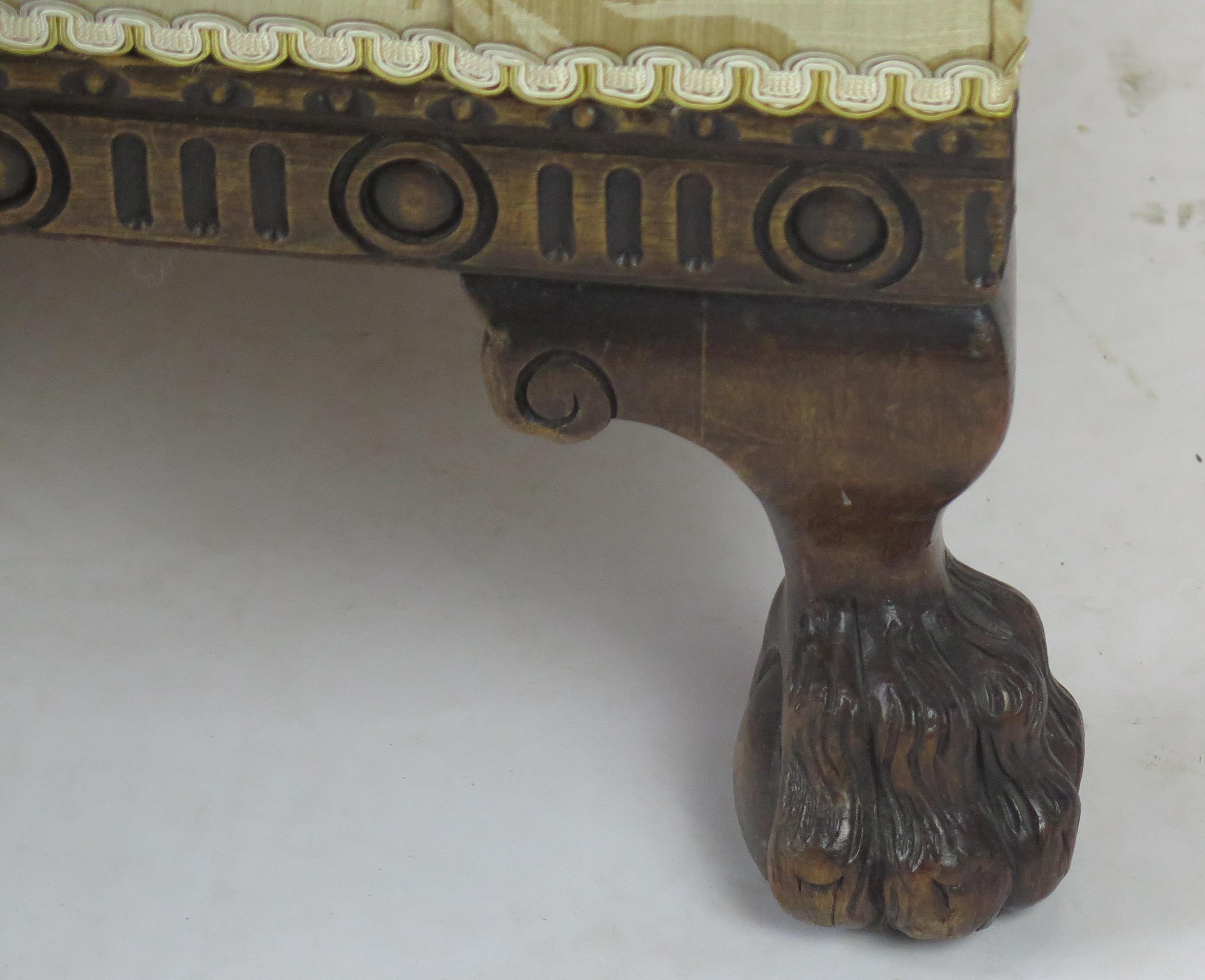 A Mahogany Framed Upholstered Sofa with ball and claw feet, 140cm wide - Image 2 of 3